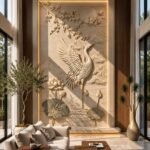 Crane & Lotus 3D Stone Wall Panel for Living Room 2