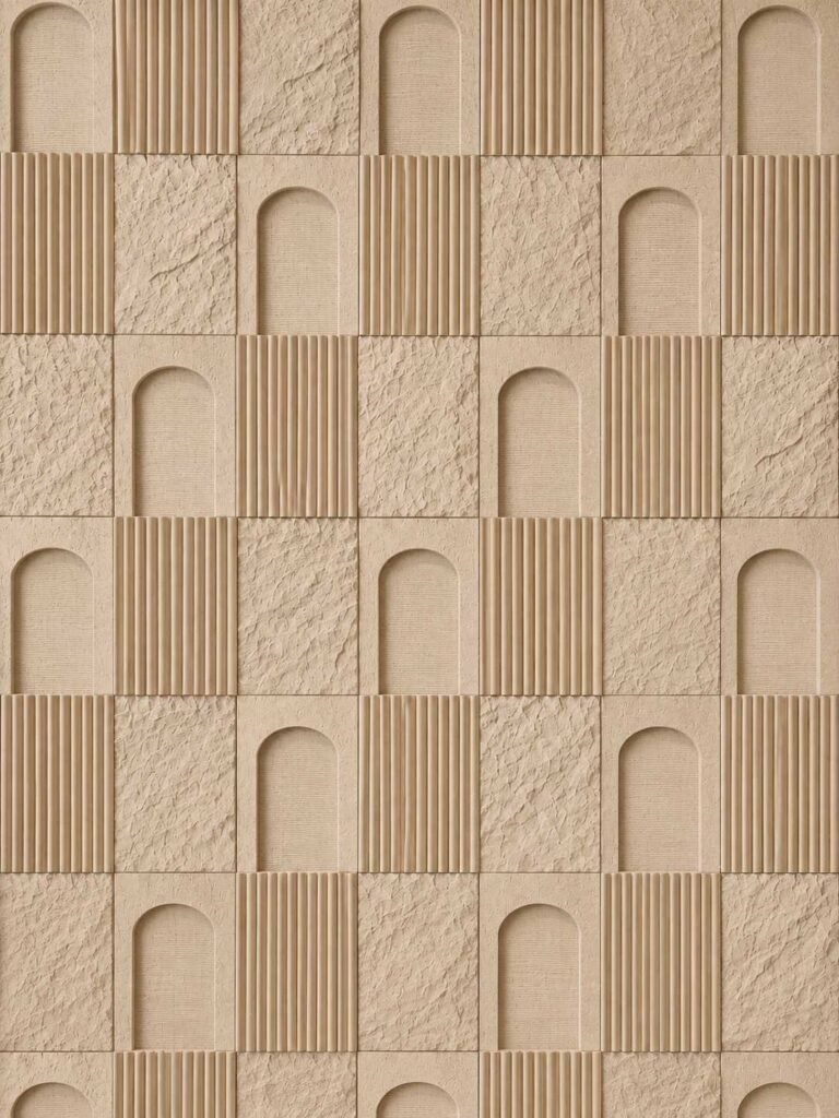 Modern 3D Stone Wall Panel Design for Living Room