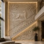 Royal Jungle Stone Carving – Luxury 3D Stone Wall Mural 2