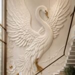 Swan 3D Wall Mural Panel Design for Staircase Wall 2
