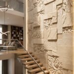 3D Floral Stone Wall Panel Design for Staircase Wall 2