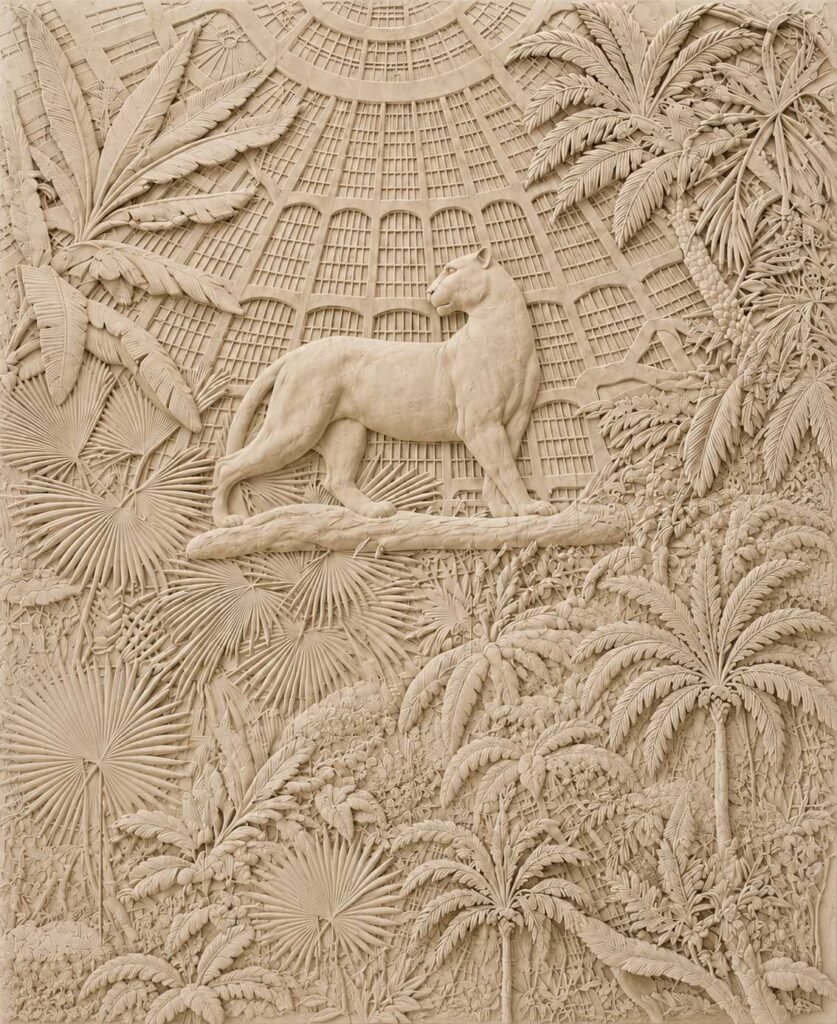 Royal Jungle Stone Carving – Luxury 3D Stone Wall Mural
